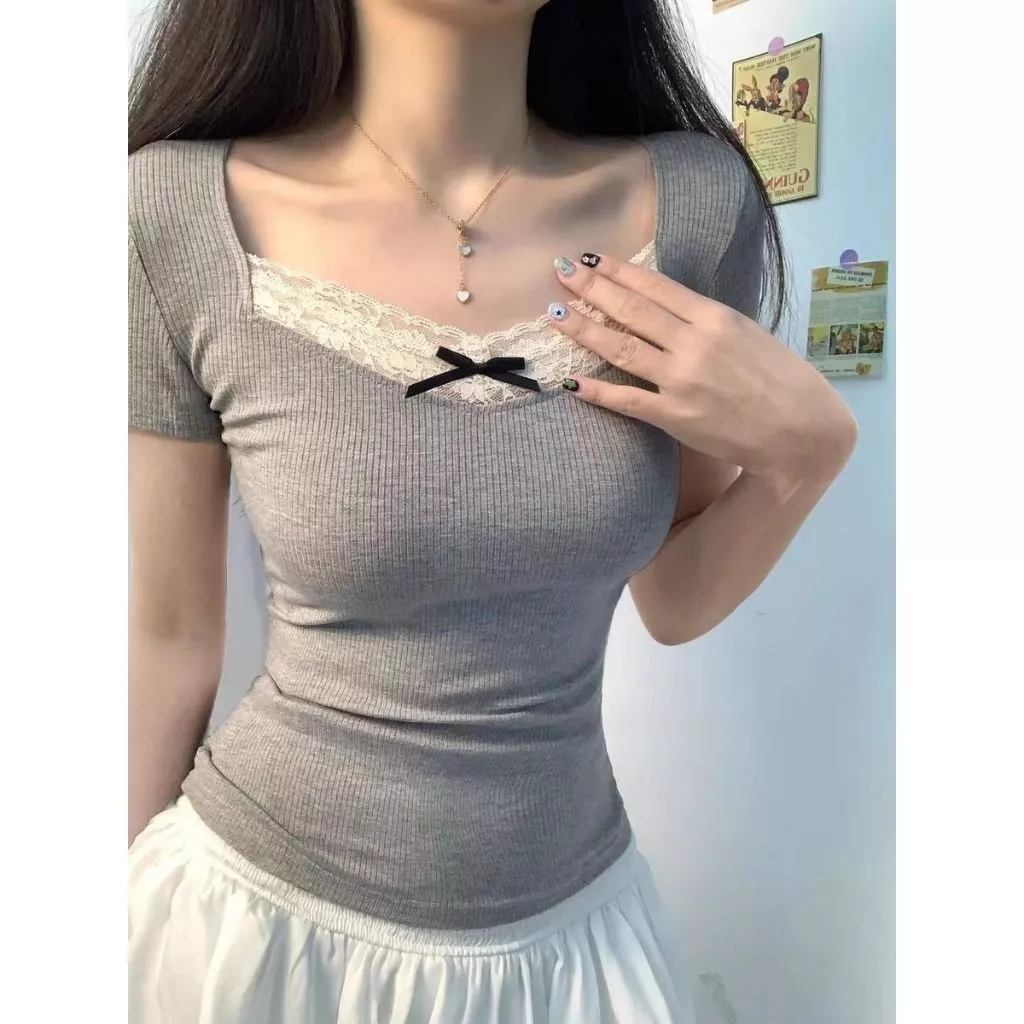 Áo thun baby tee áo baby tee nơ thời Trang hàn quốc nơ ren BUN22