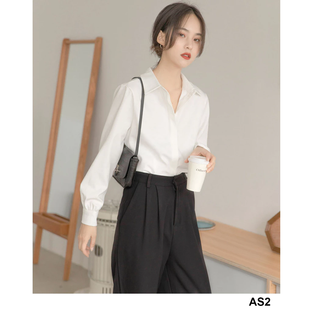 Áo Sơ Mi Trắng Nữ Công Sở Chất Vải Cotton Không Nhăn, Form Suông [AS2]