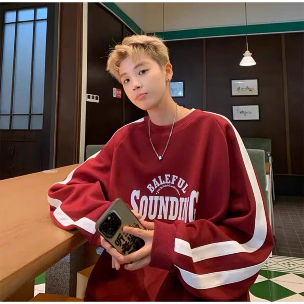 Áo Sweater SOUNDING Nam Nữ Áo Dài Tay Phối 2 sọc to Unisex Chất Nỉ Lót Bông Dày Dặn Mềm Mịn Form Rộng