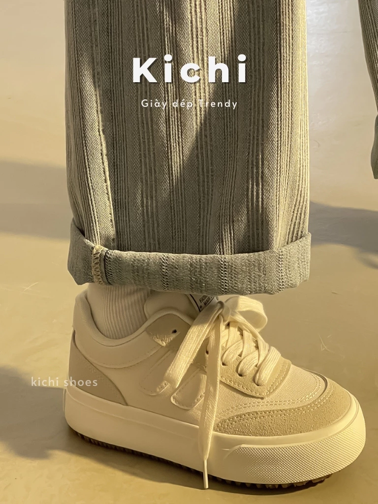 Giày 𝗞𝗜𝗖𝗛𝗜 thể thao basic Giày đi học giày vải canvas phối da lộn hàng loại1 FULLBOX giày thể dục nam nữ học sinh 𝗛𝟵𝟴𝟴