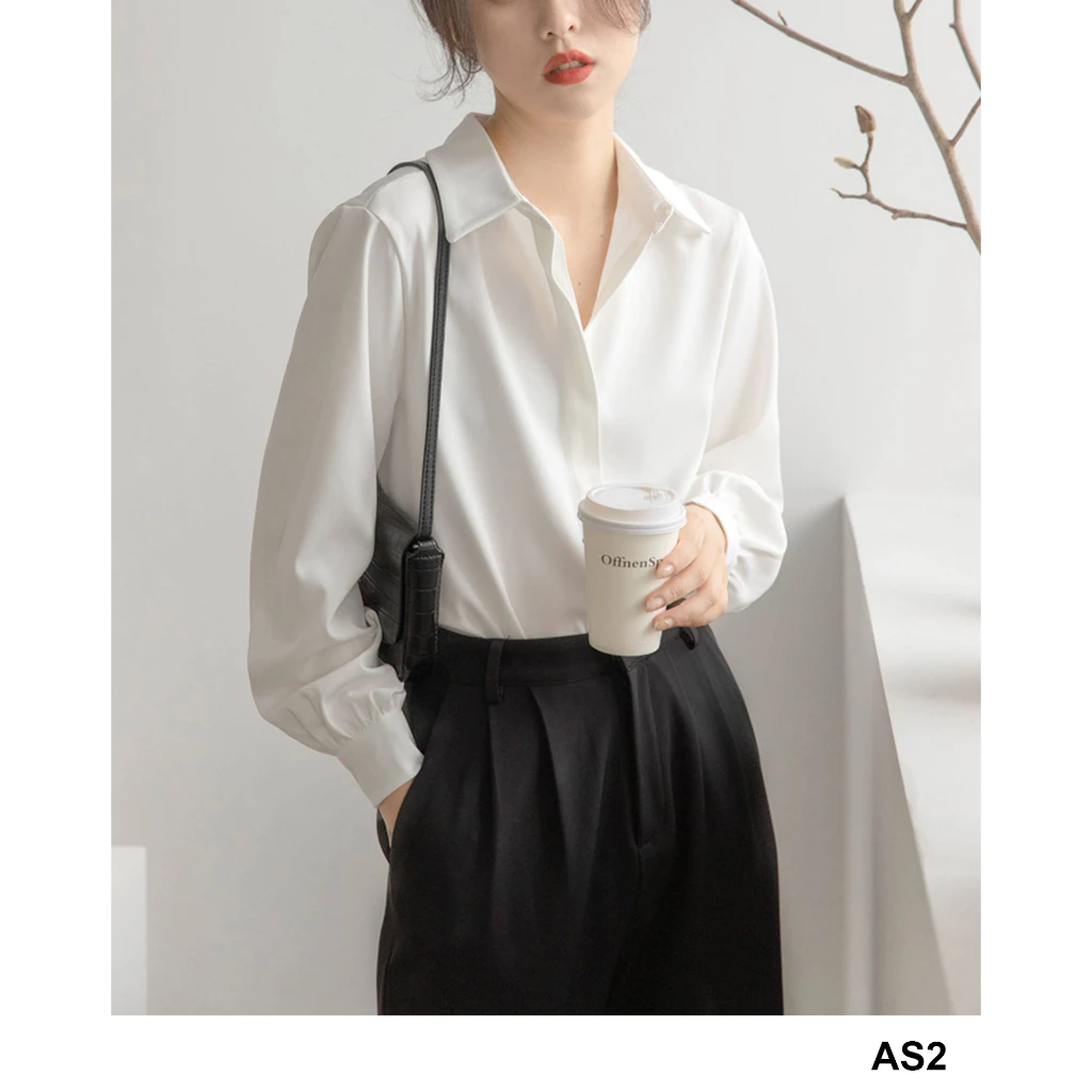 Áo Sơ Mi Trắng Nữ Công Sở Chất Vải Cotton Không Nhăn, Form Suông [AS2]