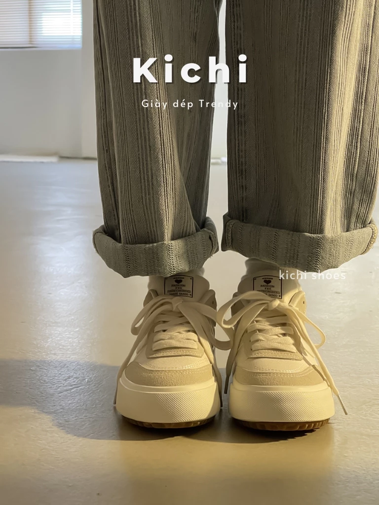 Giày 𝗞𝗜𝗖𝗛𝗜 thể thao basic Giày đi học giày vải canvas phối da lộn hàng loại1 FULLBOX giày thể dục nam nữ học sinh 𝗛𝟵𝟴𝟴