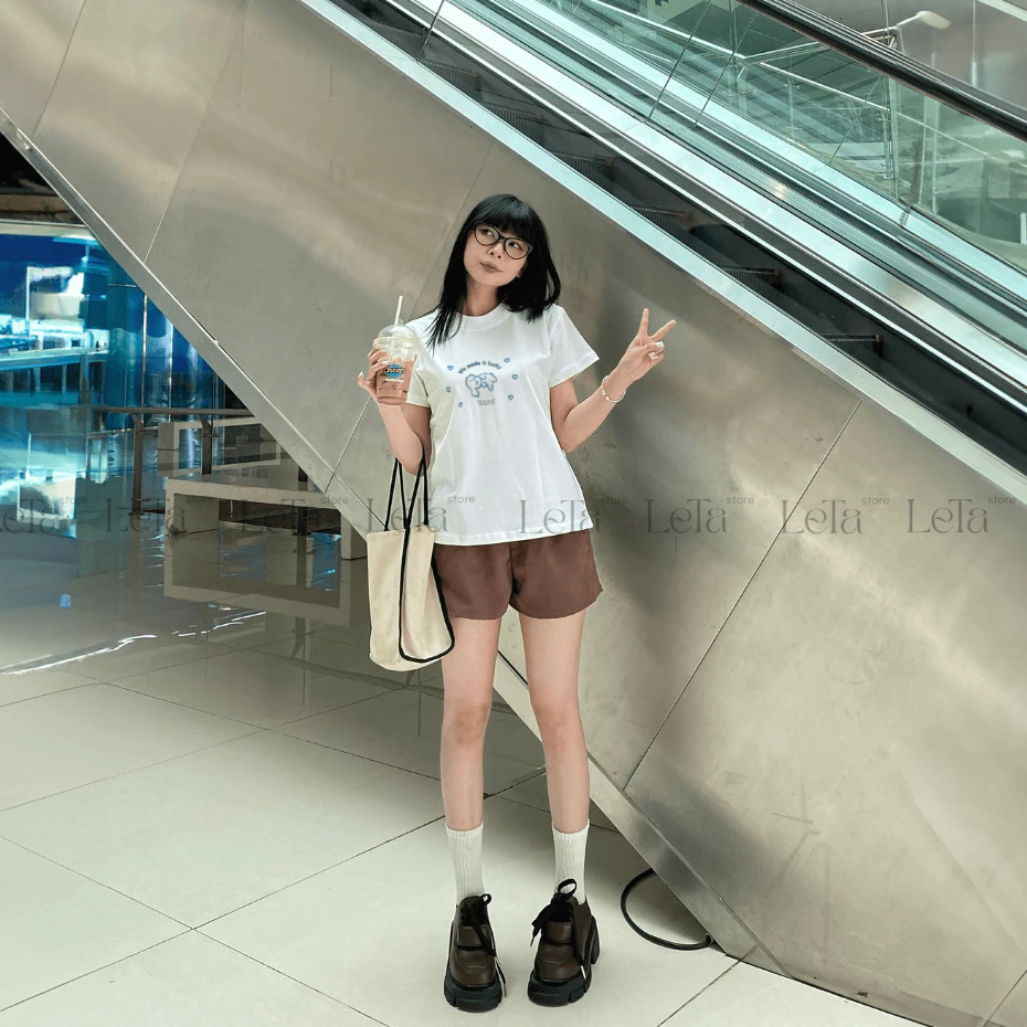 Áo Thun Form Fit Mẫu Lucky Dog . Áo Baby Tee Chất Cotton Co Giãn, Thấm Hút